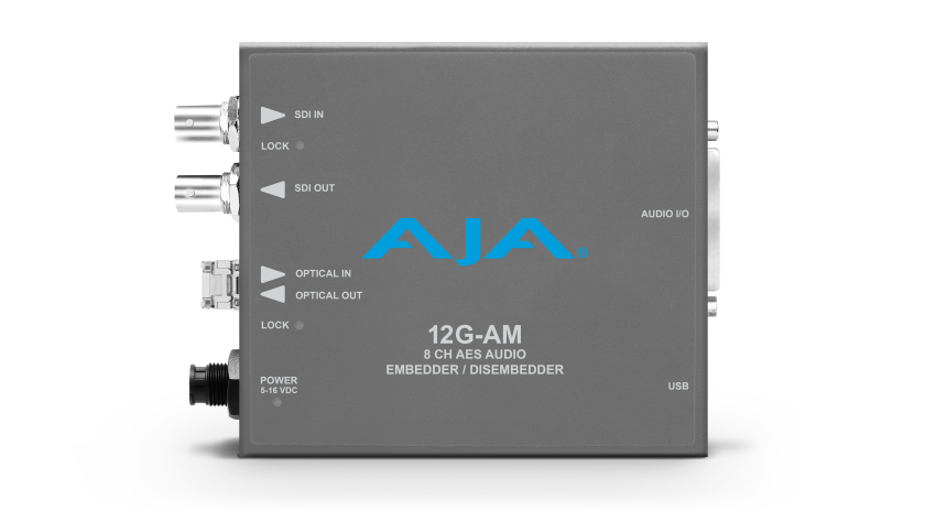 AJA 12G-AM-TR - 8-Channel 12G-SDI AES audio Embedder/Disembedder with Single LC Fiber Transceiver, 8