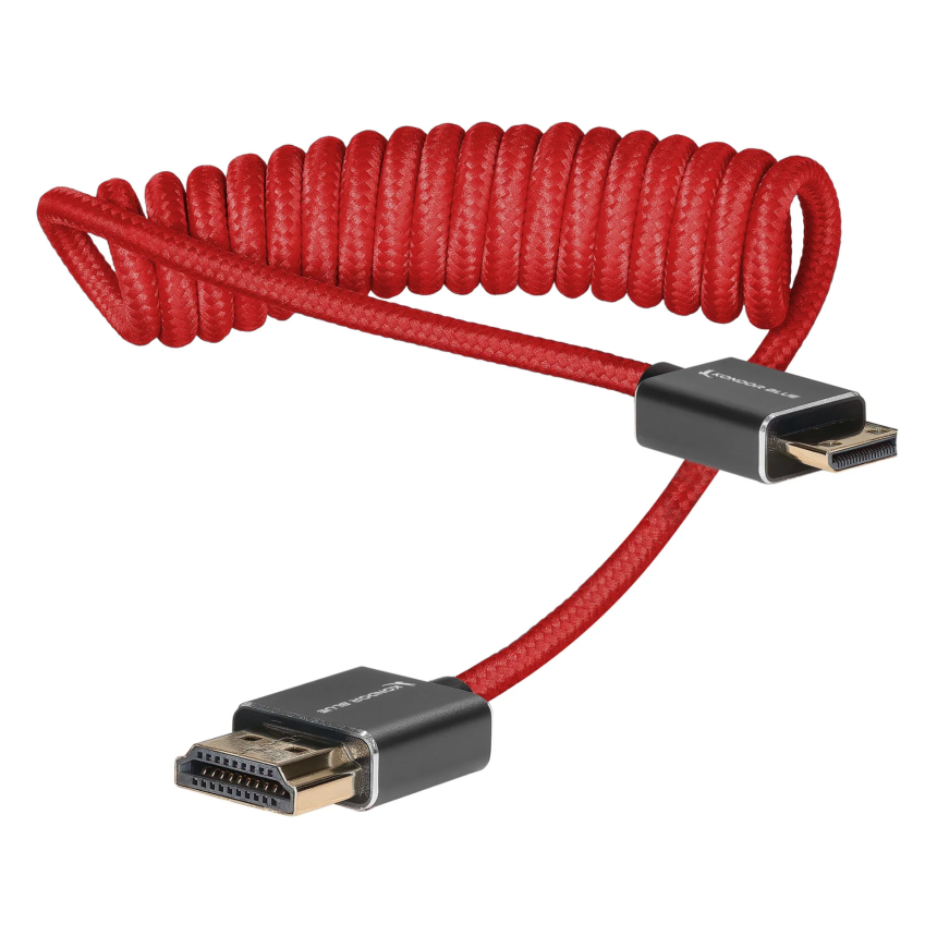 Kondor Blue Coiled Mini HDMI to Full HDMI (12-24&amp;quot;) (Cardinal Red)