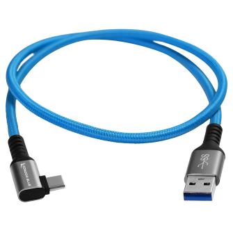 Kondor Blue USB A TO USB C RIGHT ANGLE HIGH SPEED DATA AND POWER CABLE 3A 60W 5G (2 FEET)