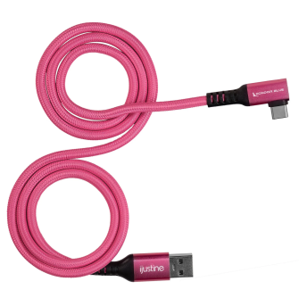 Kondor Blue iJustine Pink USB A to USB C 3.0 Right Angle High Speed Data and Charging Cable 3A 60W 5